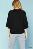 Luxe 3/4 Sleeve Top in Black