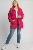 Corduroy Shacket in Raspberry