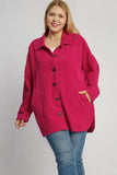 Corduroy Shacket in Raspberry