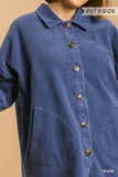 Corduroy Shacket in Denim Blue