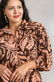 Brown Mix Collared Button Dress
