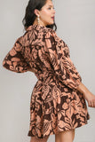 Brown Mix Collared Button Dress