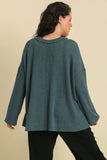 Waffle Raw Seam Top in Deep Sage