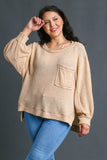Pocket Waffle Knit Top in Neutral