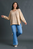Pocket Waffle Knit Top in Neutral