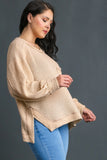 Pocket Waffle Knit Top in Neutral