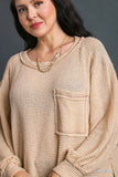 Pocket Waffle Knit Top in Neutral