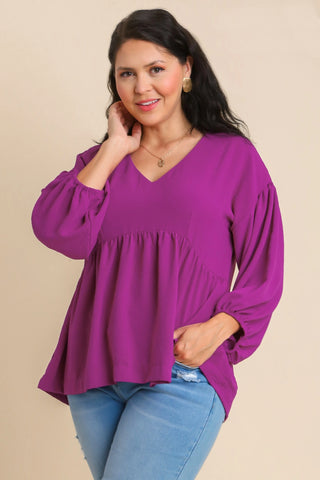V Neck Orchid Baby Doll Top