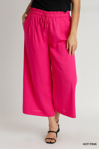 Wide Leg Linen Pant in Pink