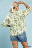 Cream & Green Paisley Print Top