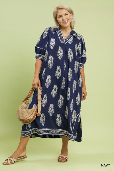 Botanical Border Print Flow Midi/Maxi
