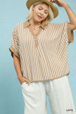 Latte Stripe Collar Top