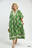 Abstract Print Flowy Midi/Maxi in Green