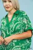 Paisley Print Collar Top in Green