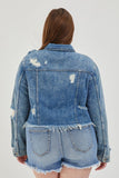 Distressed Denim Jacket in Dark Wash