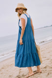 Denim Overalls Tiered Dress