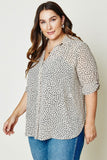 Polka Dot Taupe Button Up