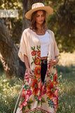 Cream Floral Kimono Duster