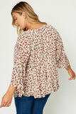 Light Taupe Red Floral Chiffon Top