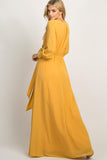 Long Sleeve Chiffon Gown in Green