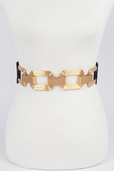 Textured Rectangle Stretch Belt in Gold & Silver