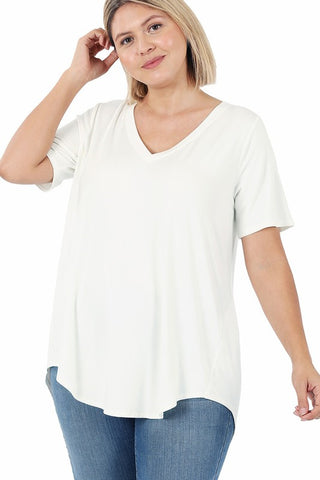 Essential V Neck Scoop Tee in Ivory