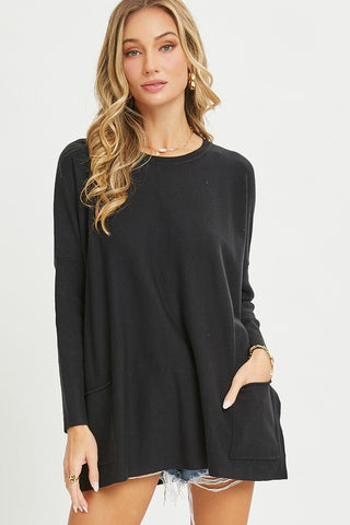 Soft Two Pocket Tunic in Black