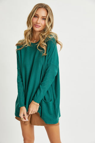 Soft Two Pocket Tunic in Hunter Green