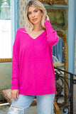 Cozy Front Seam Sweater Top in Pink