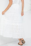White Cotton Eyelet Midi Skirt