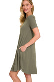 T-Shirt Dress in Olive