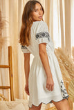 Black Embroidered Dress in Ivory