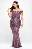 Sequin Pattern Full Length Gown in Black