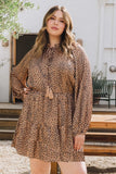 Black Spotted Long Sleeve Dress in Camel *CLEARANCE*
