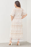 White Crochet Leaf Lace Dress
