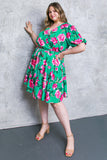 Turquoise & Pink Floral Dress