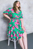 Turquoise & Pink Floral Dress