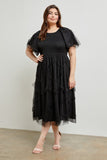 Black Swiss Dot Tulle Midi Dress