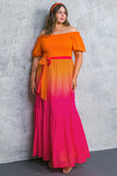 Orange to Pink Colour Melt Dress