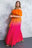 Orange to Pink Colour Melt Dress