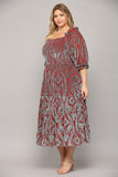 Burnout Velvet Square Neck Dress