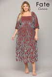 Burnout Velvet Square Neck Dress