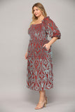 Burnout Velvet Square Neck Dress
