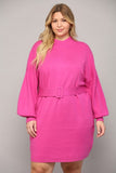 Pink Belted Sweater Dress