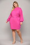 Pink Belted Sweater Dress