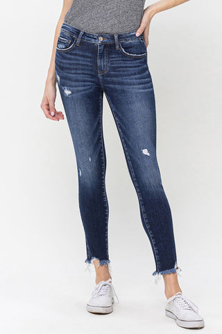 Dark Distressed Narrow Denim