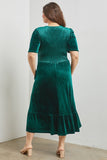 Hunter Green Velvet Midi Dress