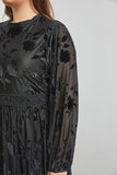 Velvet Floral Burnout Midi Dress in Black