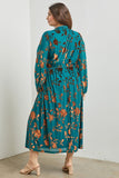Velvet Floral Burnout Midi Dress in Teal