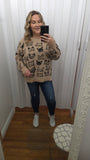 Kitty Print Knit Sweater